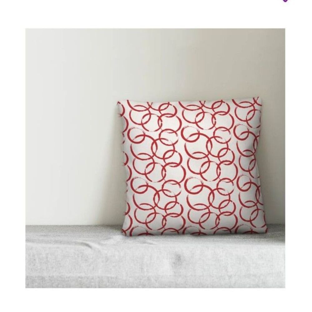 WAYFAIR Pillow red loops on White Pillow